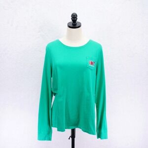 Vineyard Vines -XL- Green Football Whale Long Sleeve T-Shirt Pocket Round Neck‎